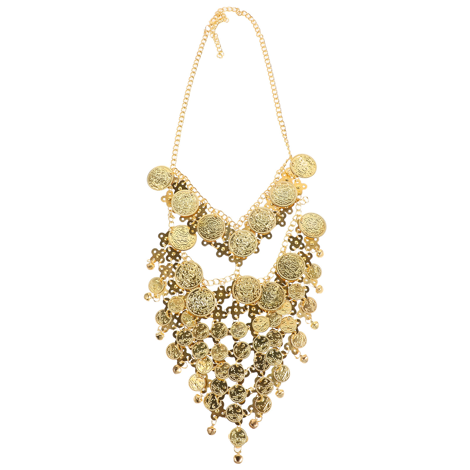 Mesh Strap Metal - Belly Dancer Veil Metallic Coin Tassel