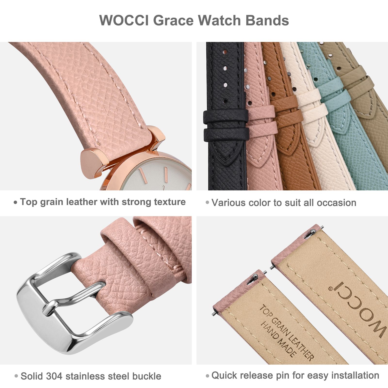 WOCCI Top Grain Leather Watch  - Leather Strap Quick Release ulasan dan harga